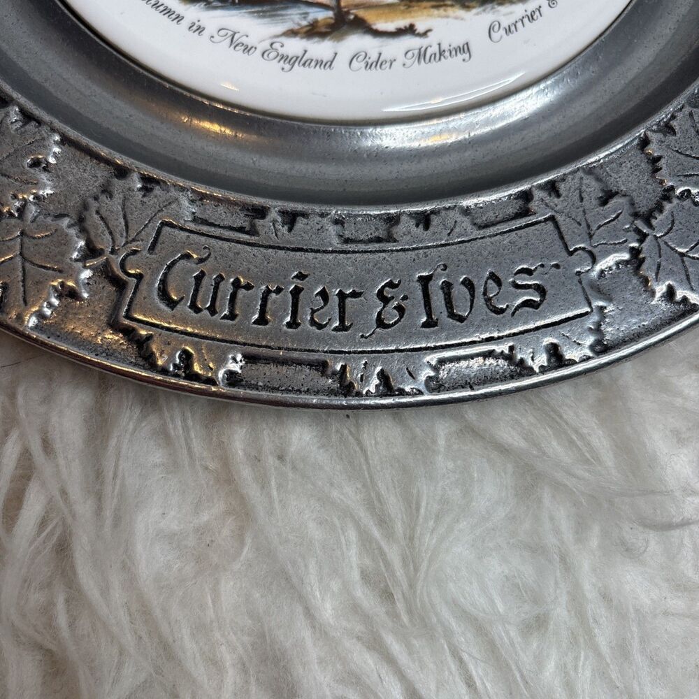 Currier & Ives Pewter Plate "Autumn In New England" - Picture 3 of 16